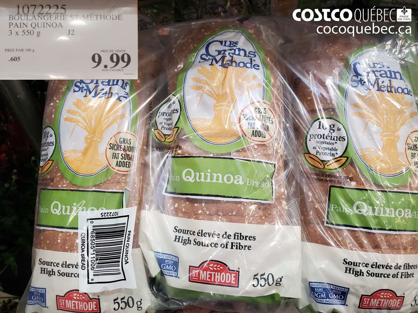 1072225 BOULANGERIE ST-MÉTHODE PAIN QUINOA $9.99