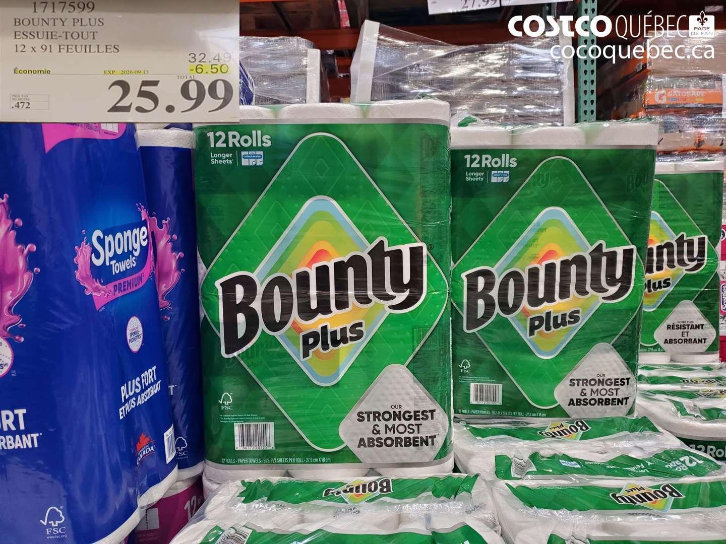 1717599 BOUNTY PLUS ESSUIE-TOUT 12 X 91 FEUILLES ($6.50 INSTANT SAVINGS EXPIRES ON 2026-09-13) $25.99