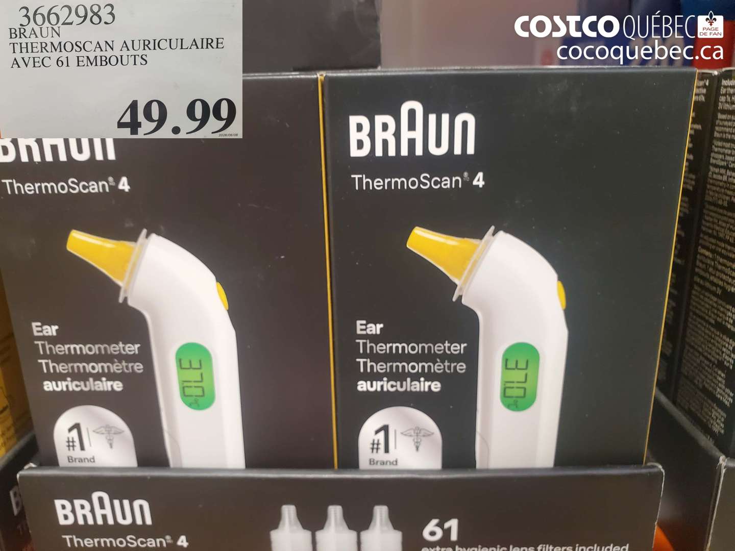 3662983 BRAUN THERMOSCAN AURICULAIRE AVEC 61 EMBOUTS $49.99
