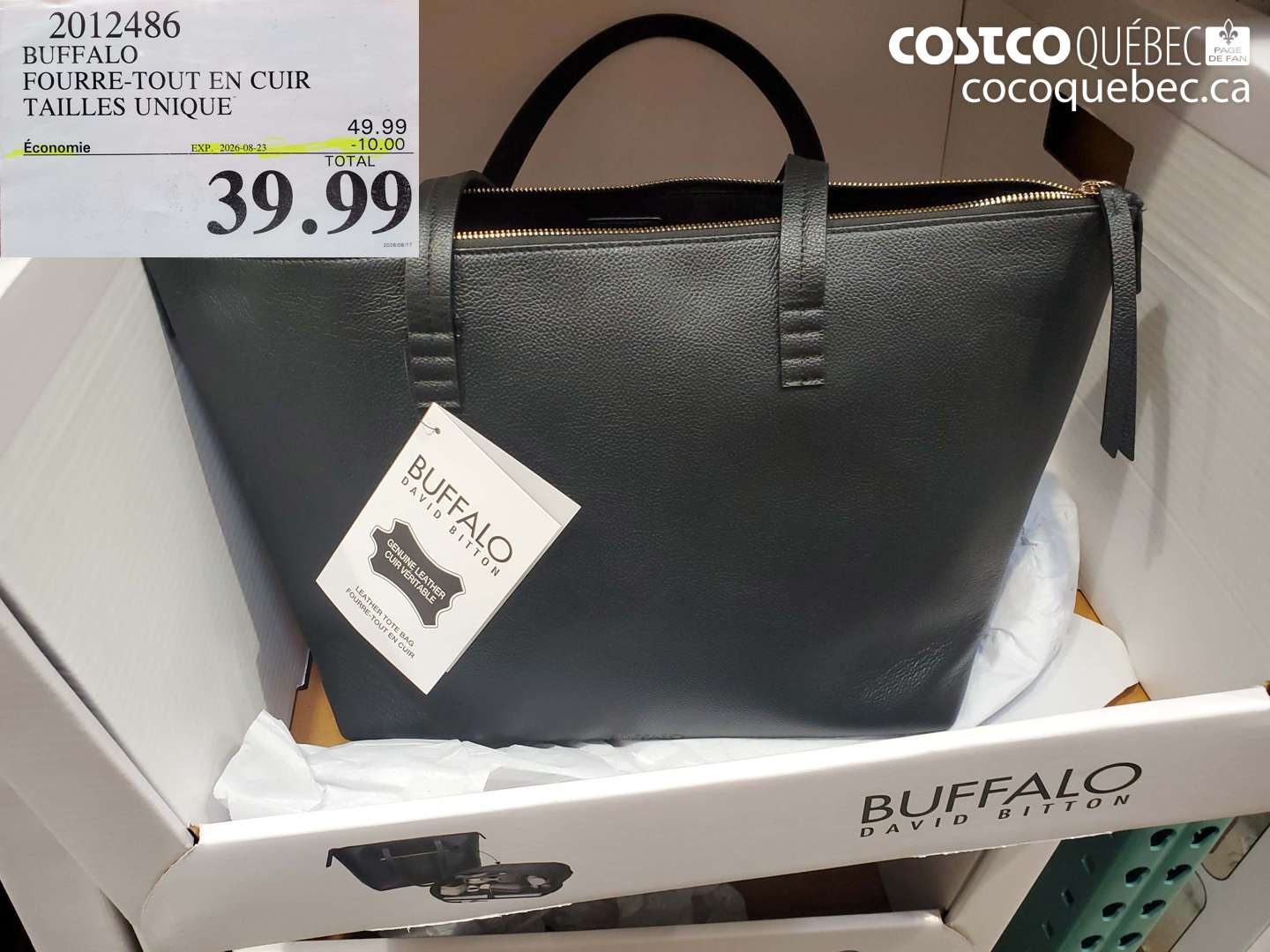 2012486 BUFFALO FOURRE-TOUT EN CUIR TAILLES UNIQUE ($10.00 INSTANT SAVINGS EXPIRES ON 2026-08-23) $39.99