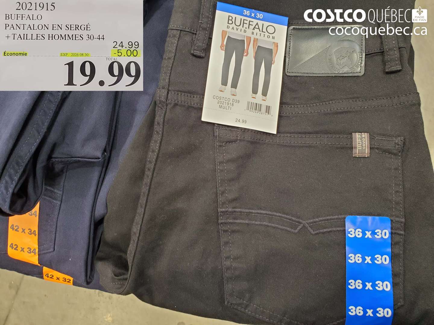2021915 BUFFALO PANTALON EN SERGÉ +TAILLES HOMMES 30-44 ($5.00 INSTANT SAVINGS EXPIRES ON 2026-08-30) $19.99