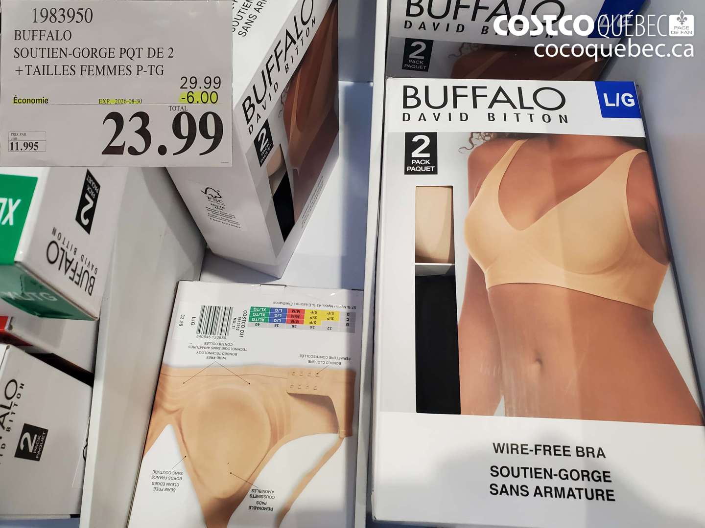 1983950 BUFFALO SOUTIEN-GORGE PQT DE 2 + TAILLES FEMMES P-TG ($6.00 INSTANT SAVINGS EXPIRES ON 2026-08-30) $23.99
