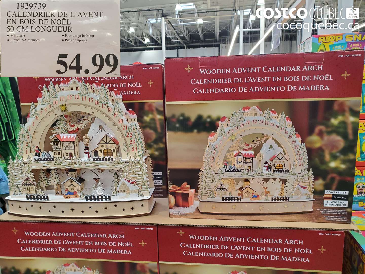 1929739 CALENDRIER DE L'AVENT EN BOIS DE NOËL 50 CM LONGUEUR $54.99