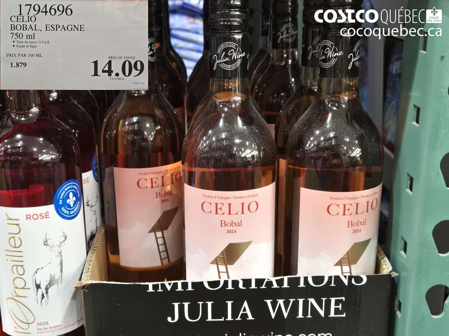 1794696 CELIO BOBAL, ESPAGNE 750 ML $14.09