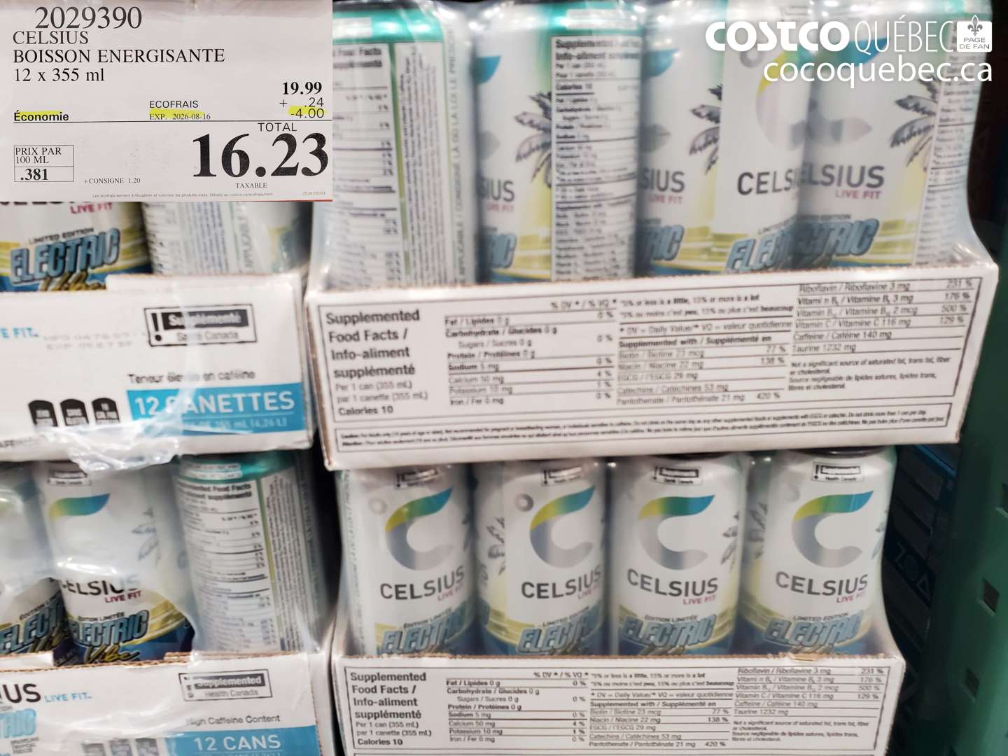 2029390 CELSIUS BOISSON ENERGISANTE ($4.00 INSTANT SAVINGS EXPIRES ON 2026-08-16) $16.23