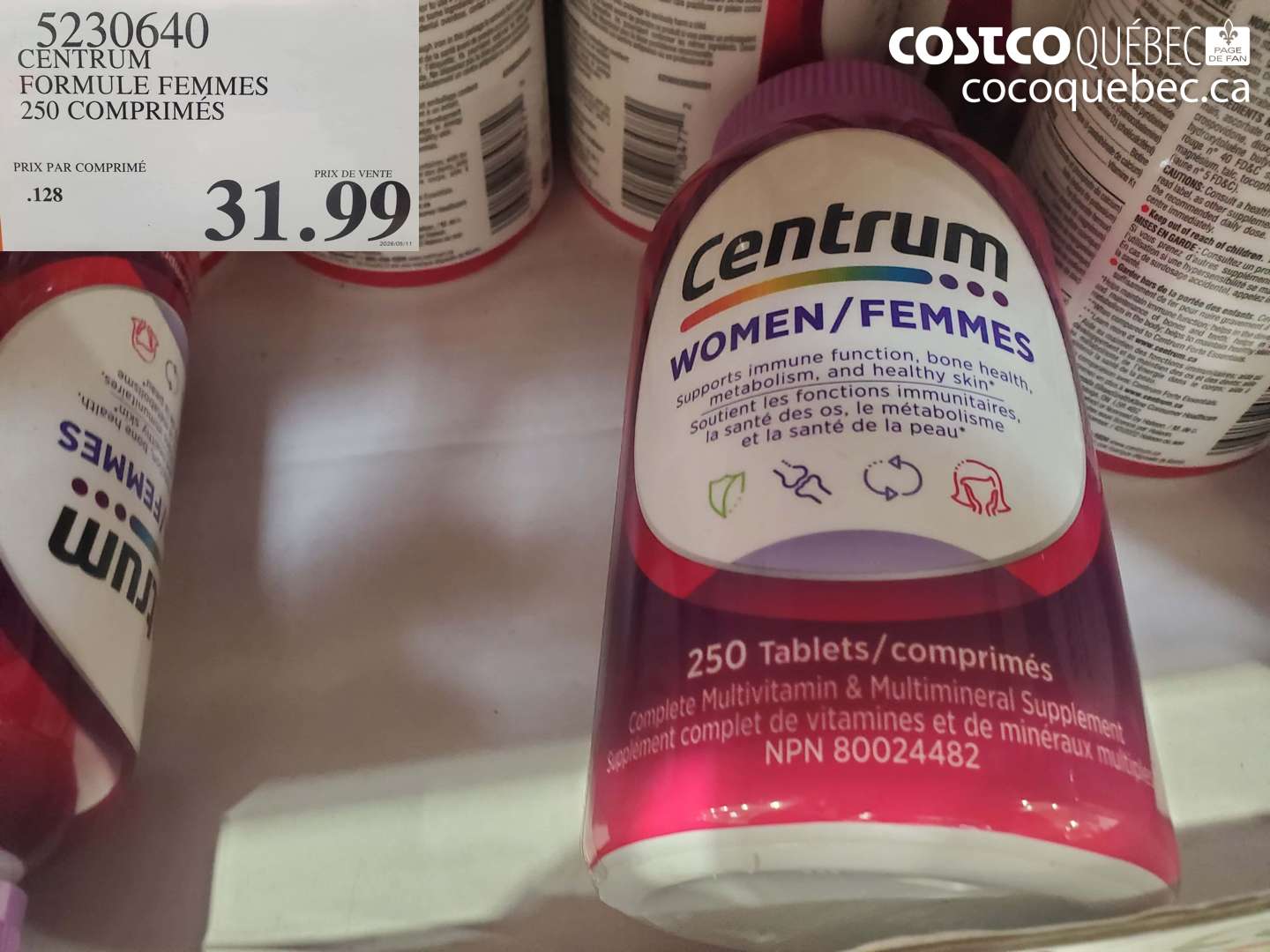 5230640 CENTRUM FORMULE FEMMES 250 COMPRIMÉS $31.99