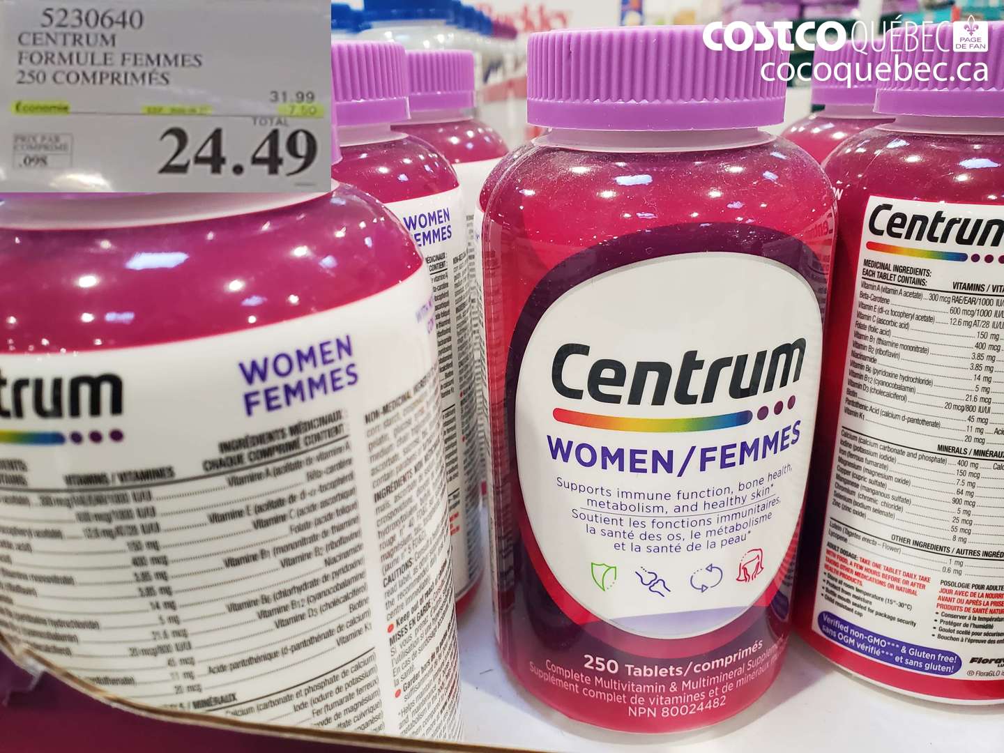 5230640 CENTRUM FORMULE FEMMES 250 COMPRIMÉS ($7.50 INSTANT SAVINGS EXPIRES ON 2026-09-27) $24.49