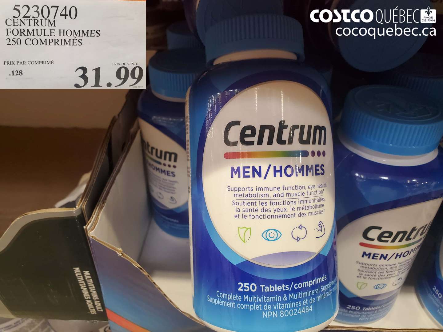 5230740 CENTRUM FORMULE HOMMES 250 COMPRIMÉS $31.99