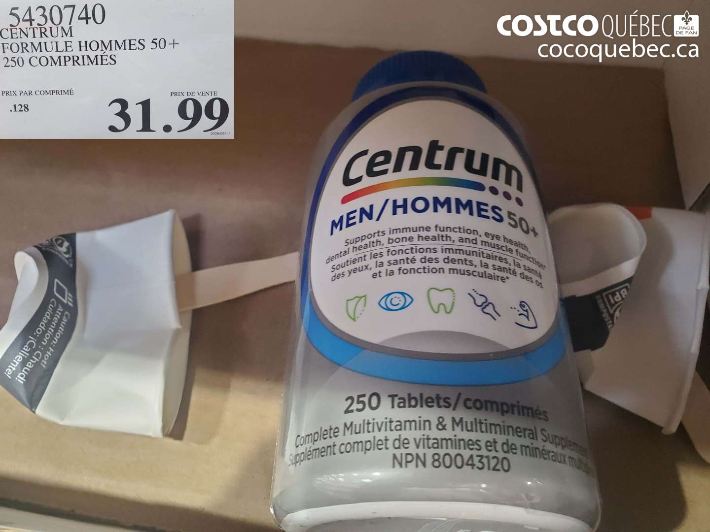 5430740 CENTRUM FORMULE HOMMES 50+ 250 COMPRIMÉS $31.99