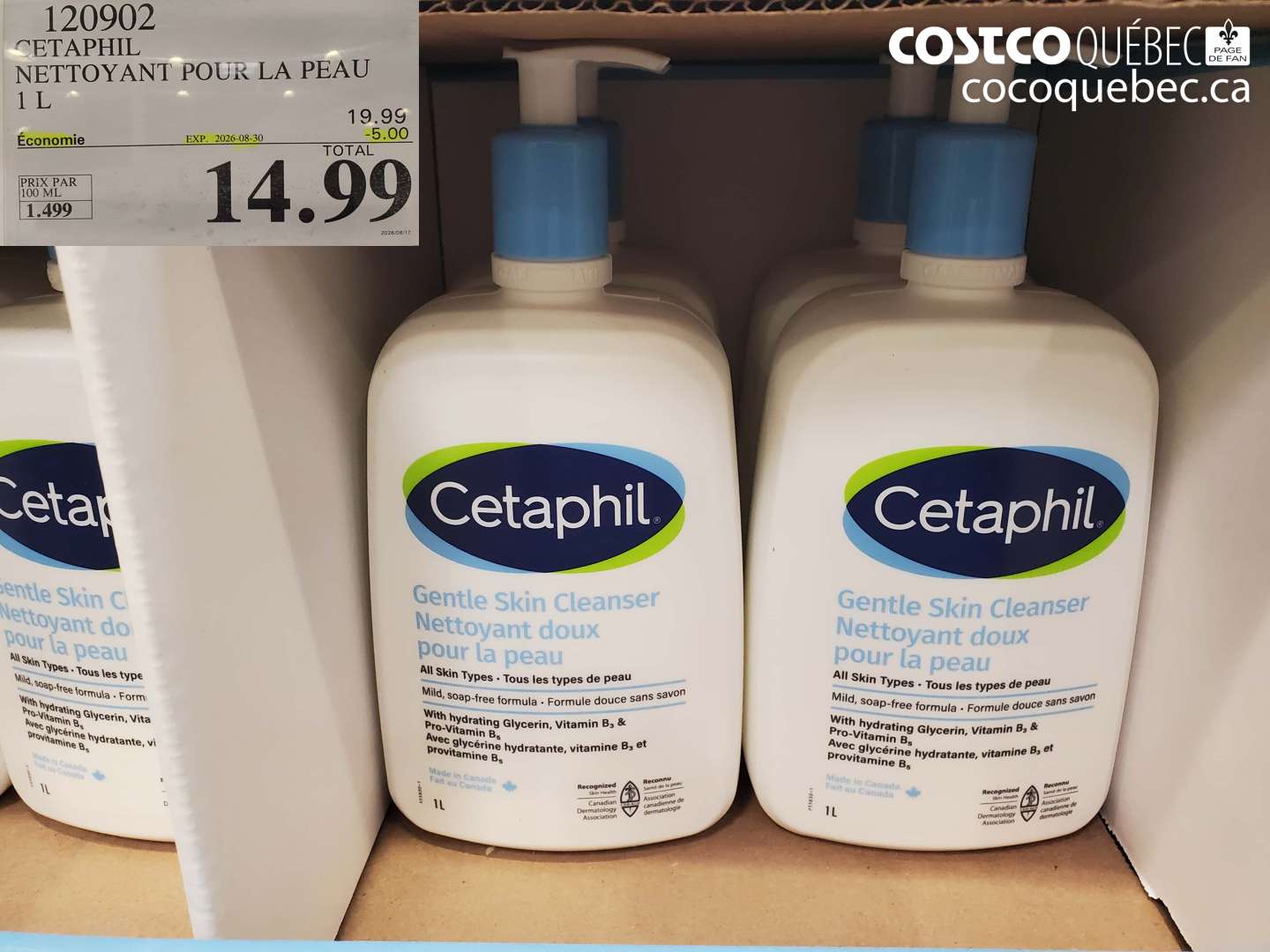 120902 CETAPHIL NETTOYANT POUR LA PEAU 1 L ($5.00 INSTANT SAVINGS EXPIRES ON 2026-08-30) $14.99