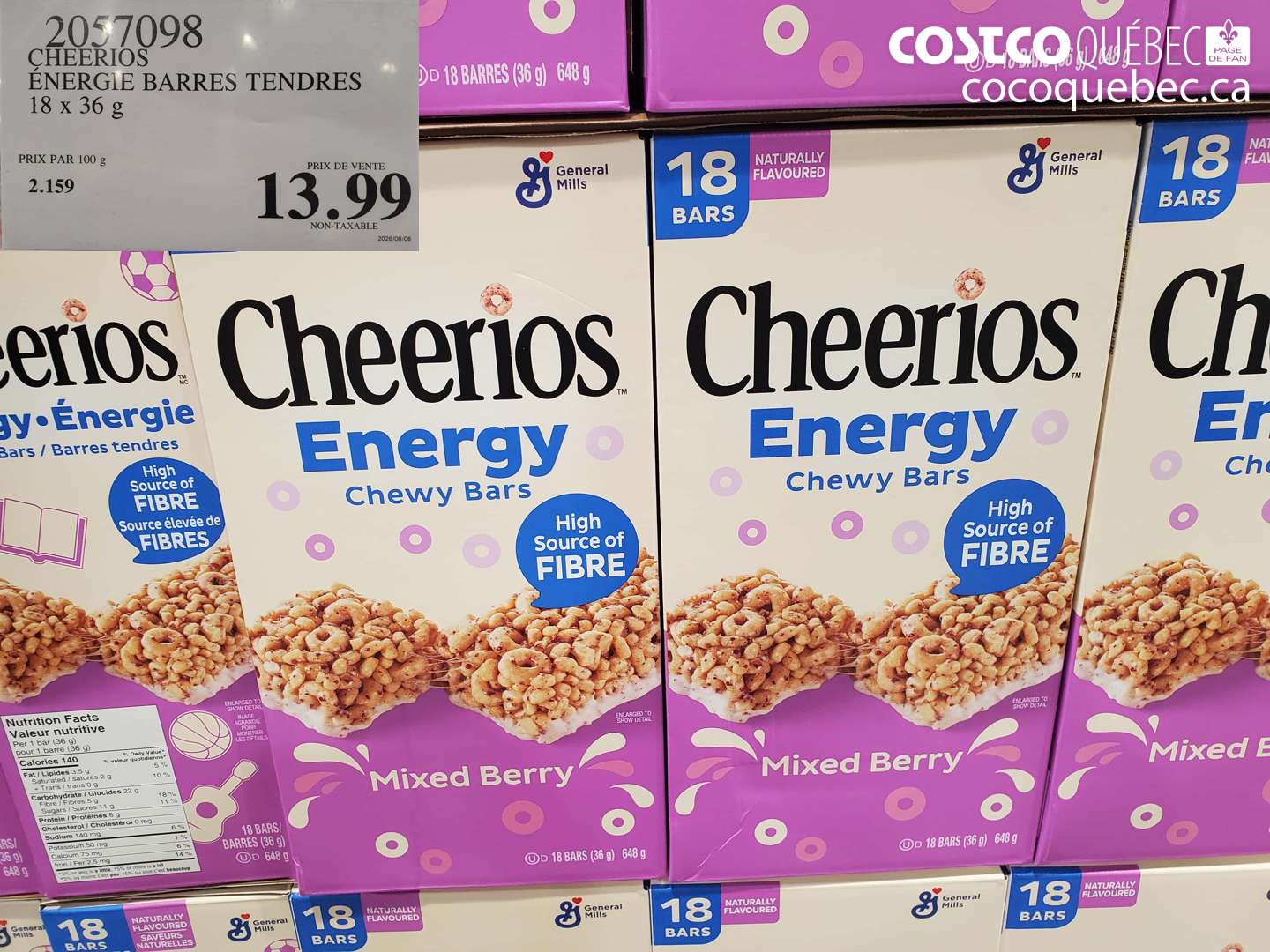 2057098 CHEERIOS ÉNERGIE BARRES TENDRES $13.99