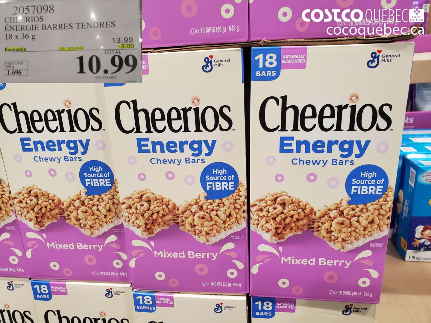 2057098 CHEERIOS ÉNERGIE BARRES TENDRES ($3.00 INSTANT SAVINGS EXPIRES ON 2026-09-06) $10.99