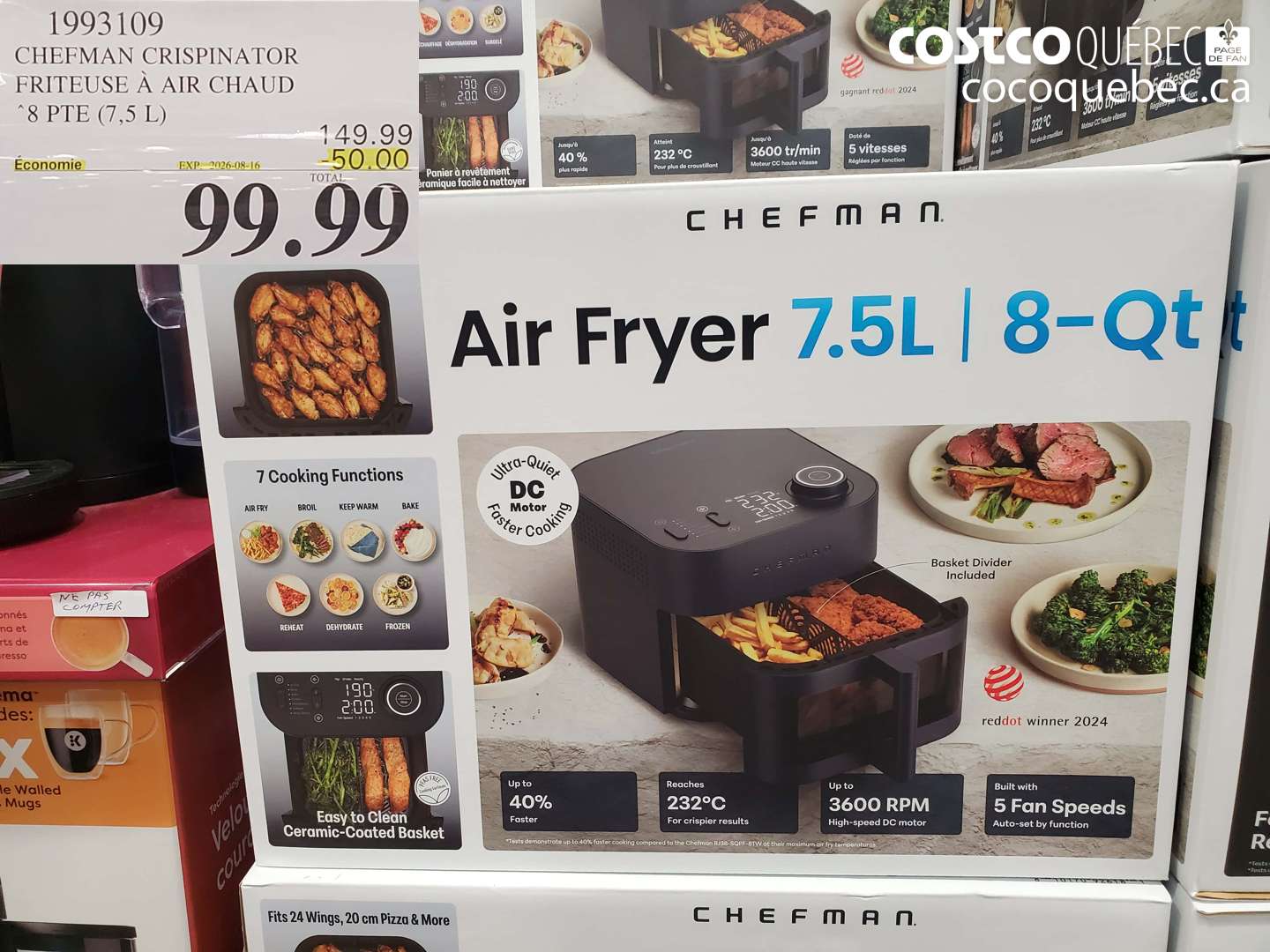 1993109 CHEFMAN CRISPINATOR FRITEUSE À AIR CHAUD ($50.00 INSTANT SAVINGS EXPIRES ON 2026-08-16) $99.99
