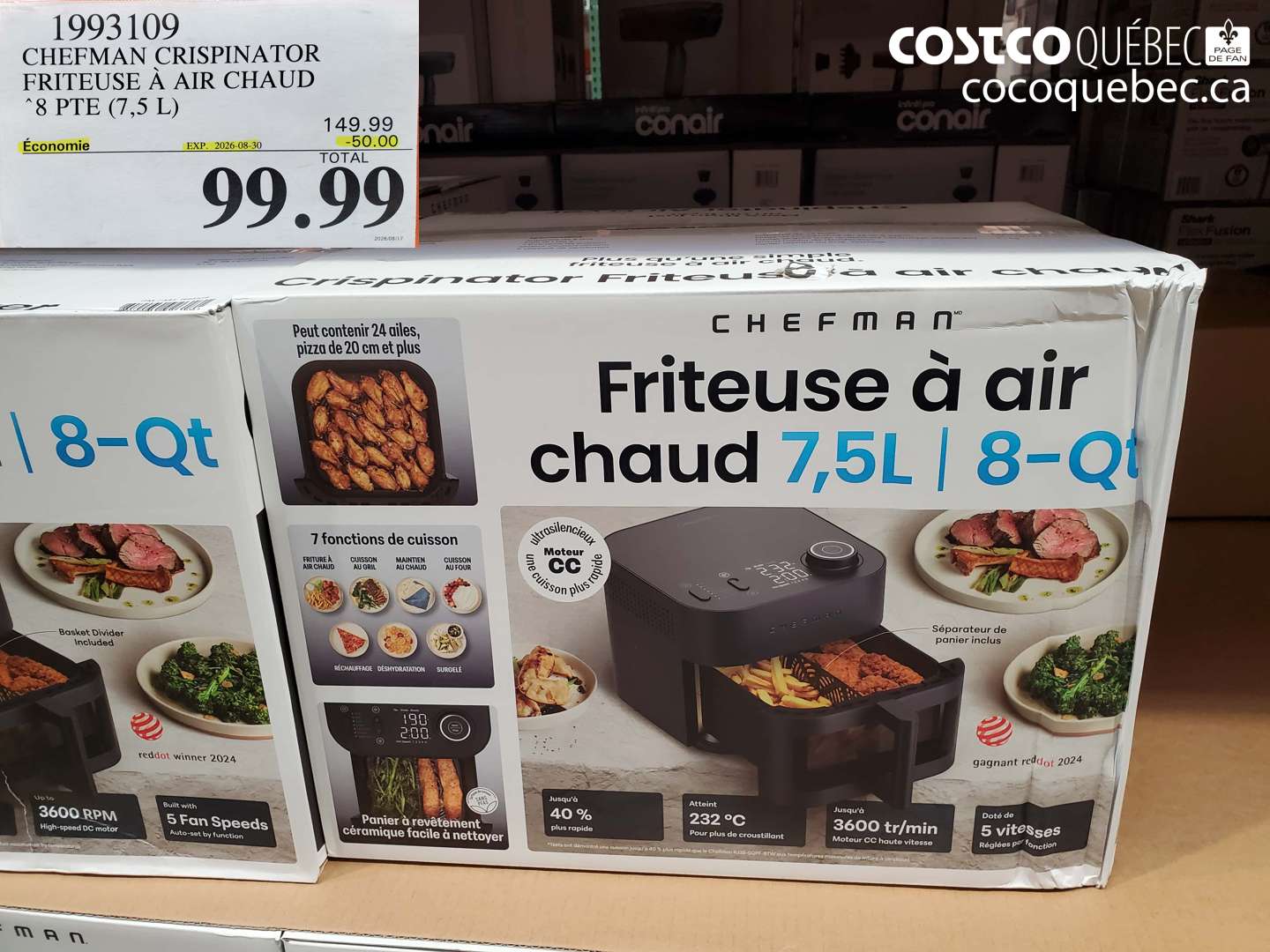 1993109 CHEFMAN CRISPINATOR FRITEUSE À AIR CHAUD ($50.00 INSTANT SAVINGS EXPIRES ON 2026-08-30) $99.99