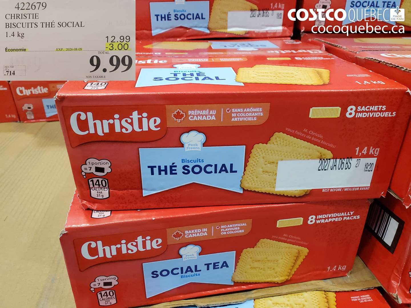 422679 CHRISTIE BISCUITS THÉ SOCIAL 1.4 KG ($3.00 INSTANT SAVINGS EXPIRES ON 2026-08-09) $9.99