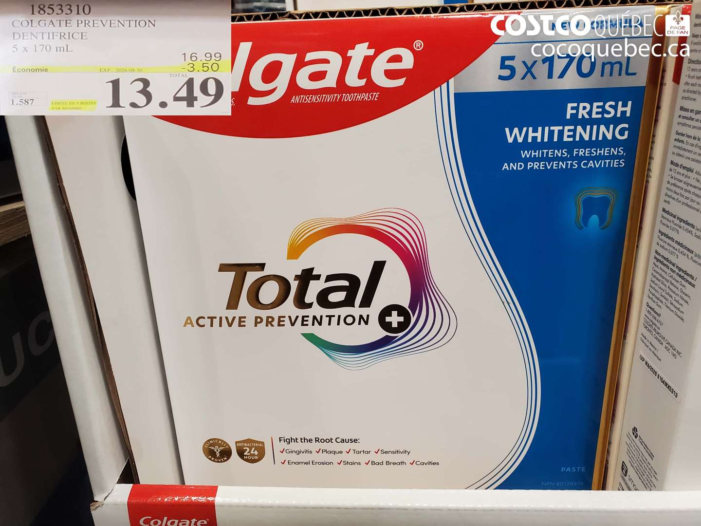 1853310 COLGATE PREVENTION DENTIFRICE ($3.50 INSTANT SAVINGS EXPIRES ON 2026-08-30) $13.49