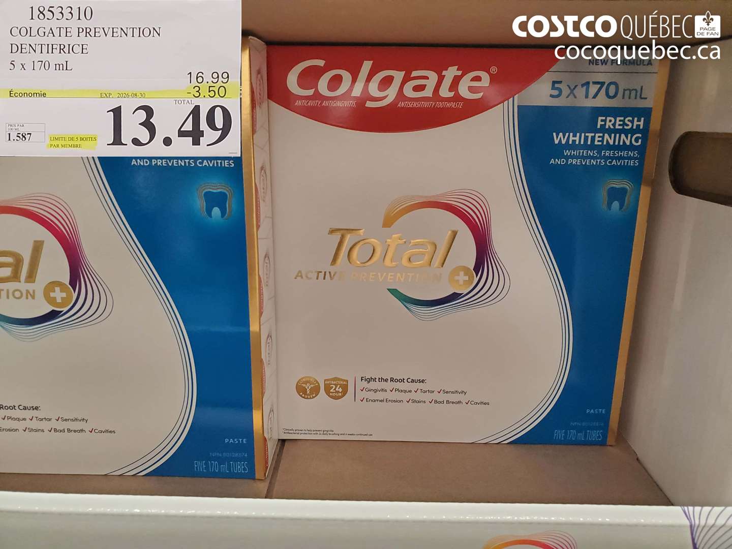 1853310 COLGATE PREVENTION DENTIFRICE ($3.50 INSTANT SAVINGS EXPIRES ON 2026-08-30) $13.49