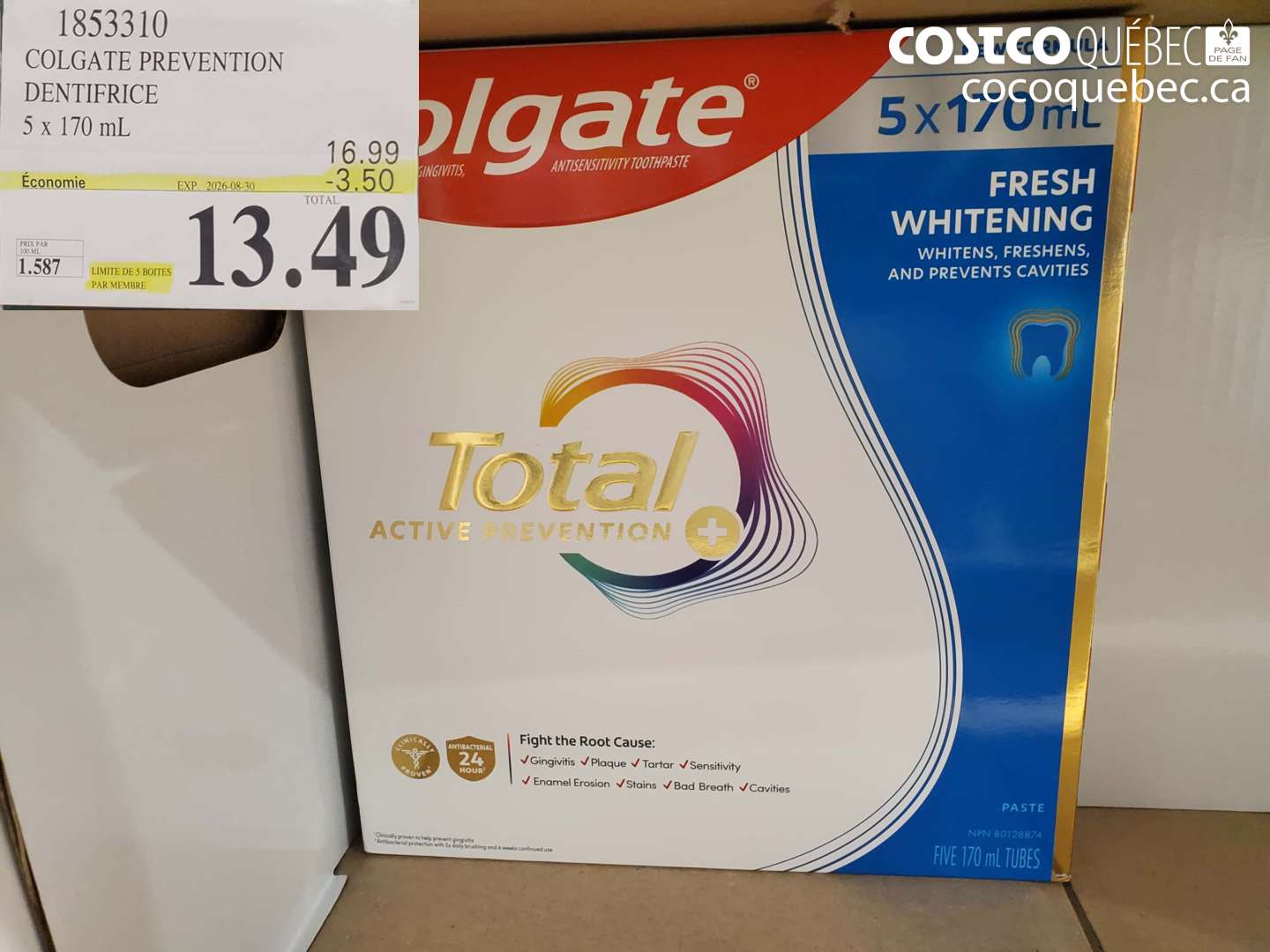 1853310 COLGATE PREVENTION DENTIFRICE ($3.50 INSTANT SAVINGS EXPIRES ON 2026-08-30) $13.49