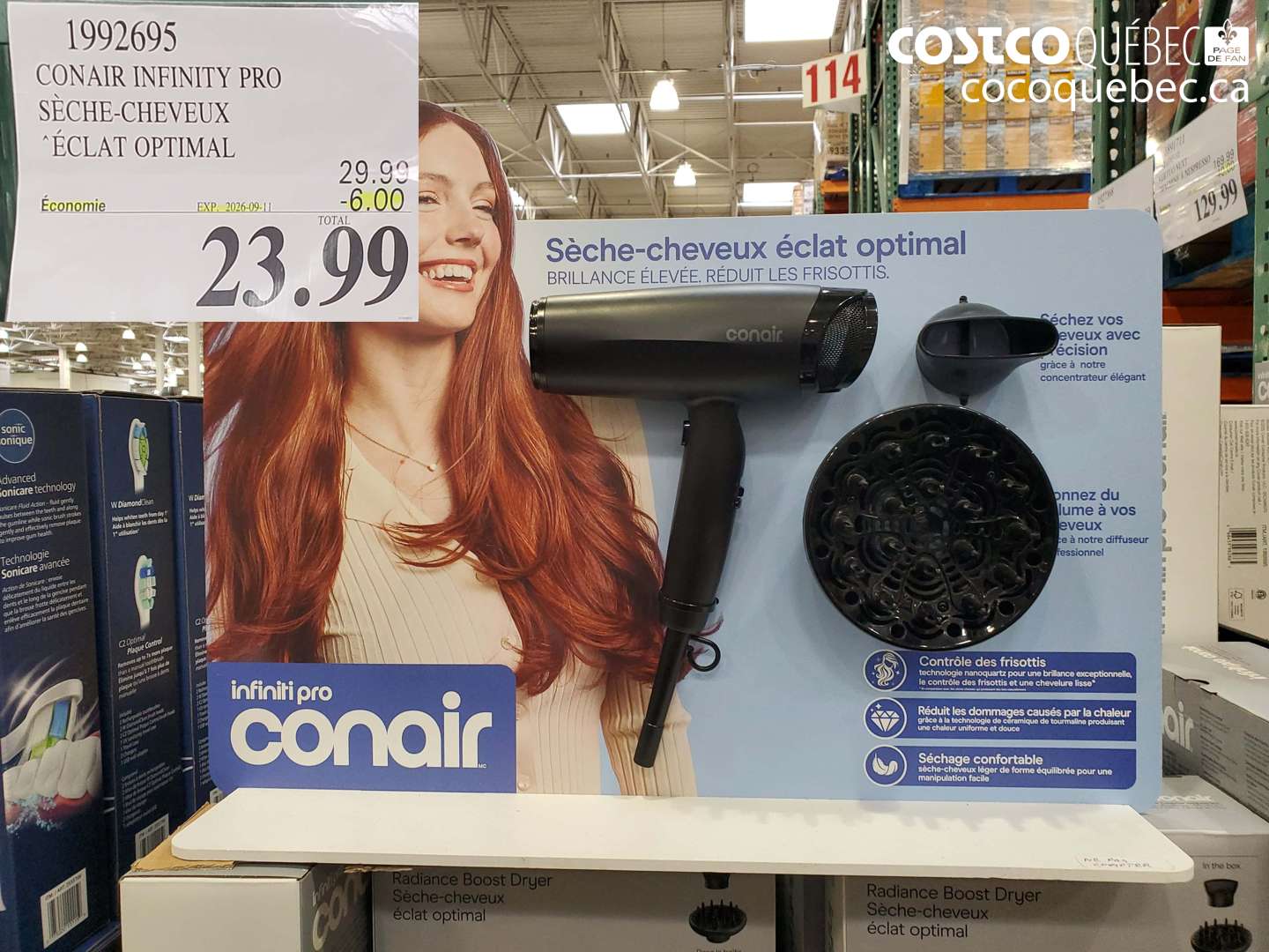 1992695 CONAIR INFINITY PRO SÈCHE-CHEVEUX ÉCLAT OPTIMAL ($6.00 INSTANT SAVINGS EXPIRES ON 2026-09-11) $23.99
