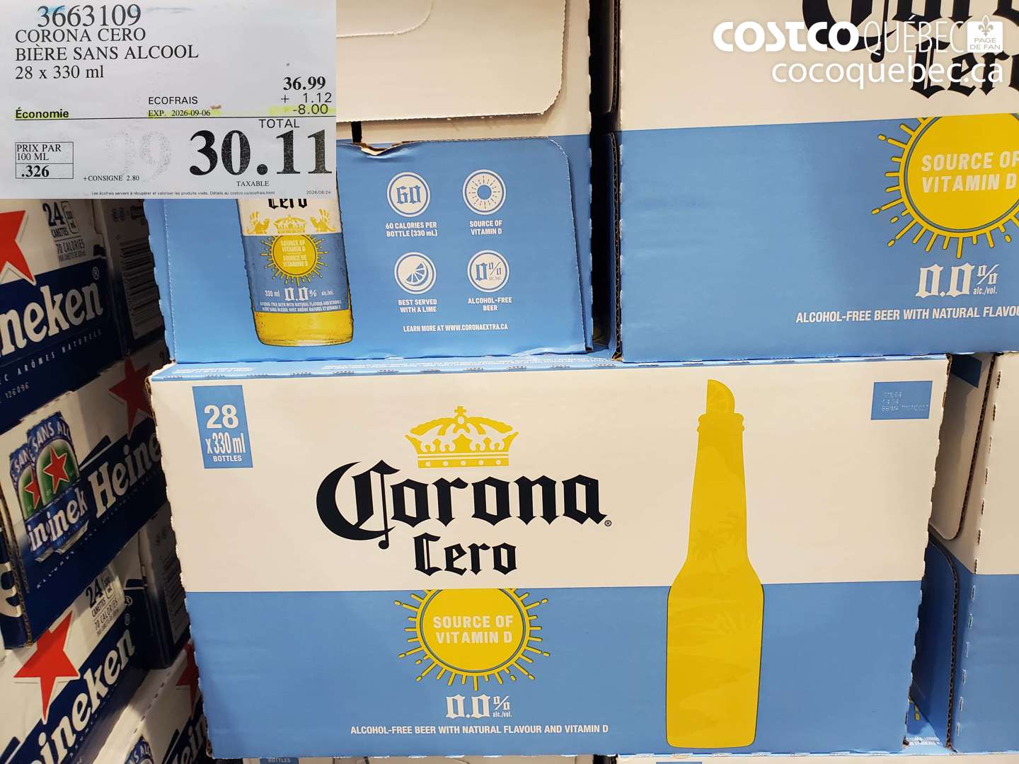 3663109 CORONA CERO BIÈRE SANS ALCOOL ($8.00 INSTANT SAVINGS EXPIRES ON 2026-09-06) $30.11