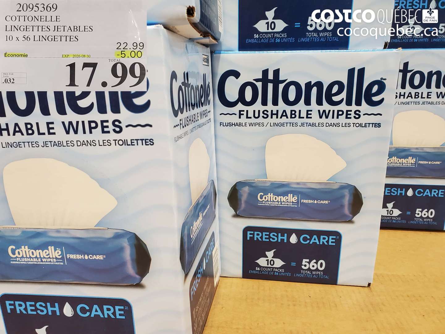2095369 COTTONELLE LINGETTES JETABLES 10 X 56 LINGETTES ($5.00 INSTANT SAVINGS EXPIRES ON 2026-08-30) $17.99