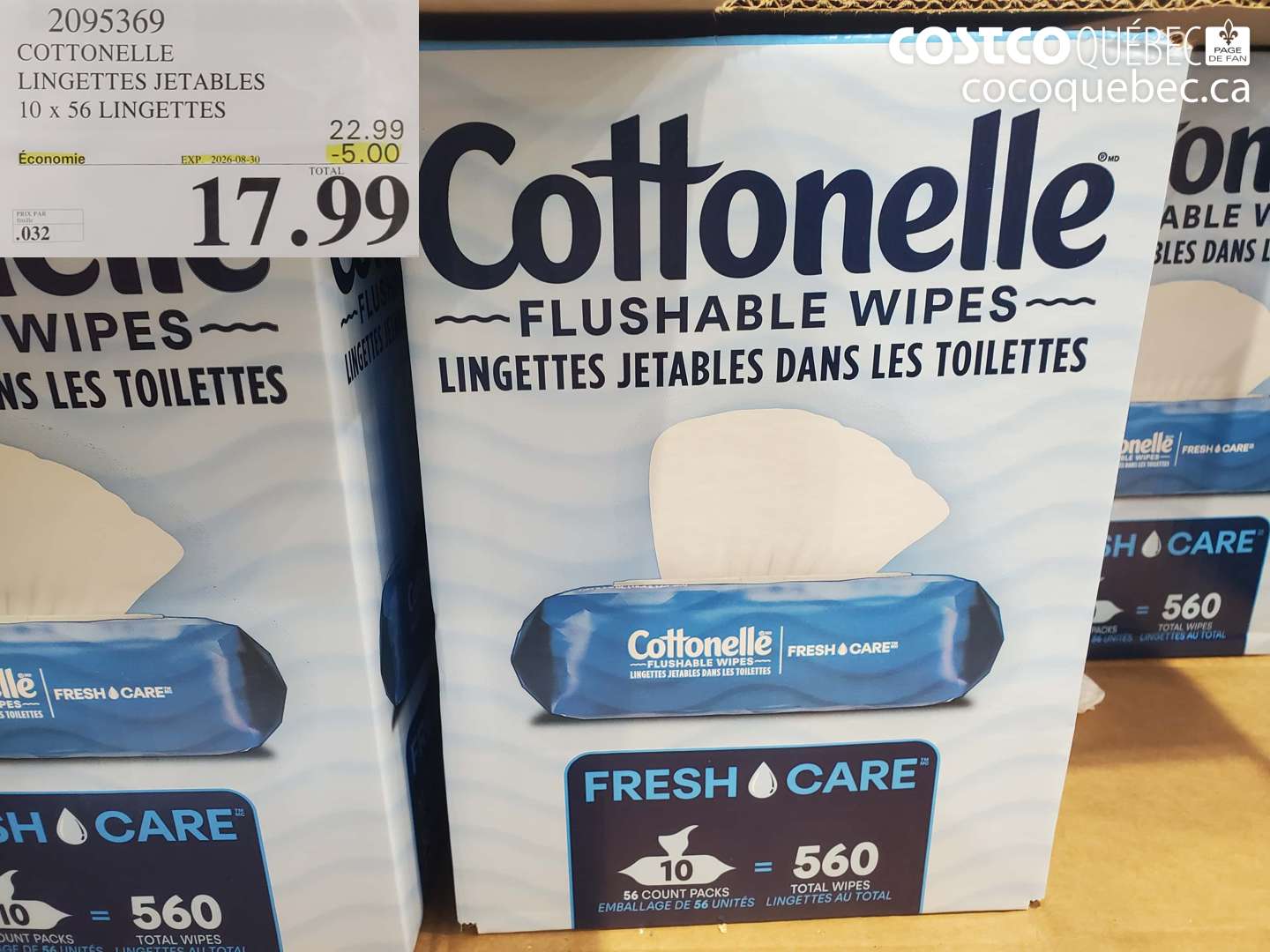 2095369 COTTONELLE LINGETTES JETABLES ($5.00 INSTANT SAVINGS EXPIRES ON 2026-08-30) $17.99