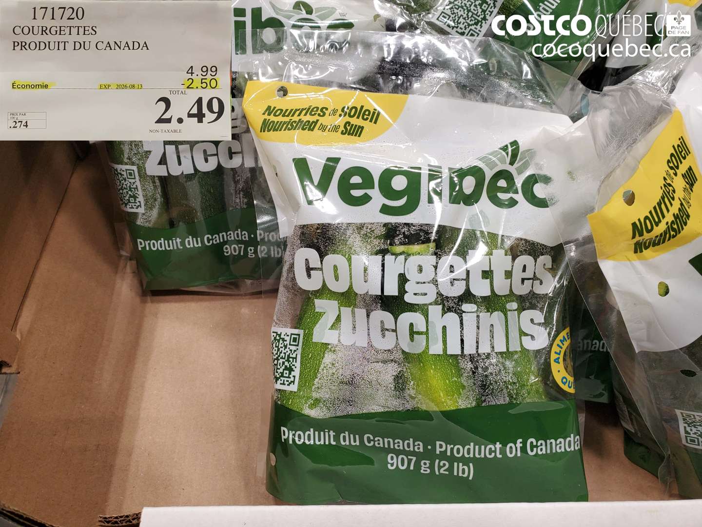 171720 COURGETTES PRODUIT DU CANADA ($2.50 INSTANT SAVINGS EXPIRES ON 2026-08-13) $2.49