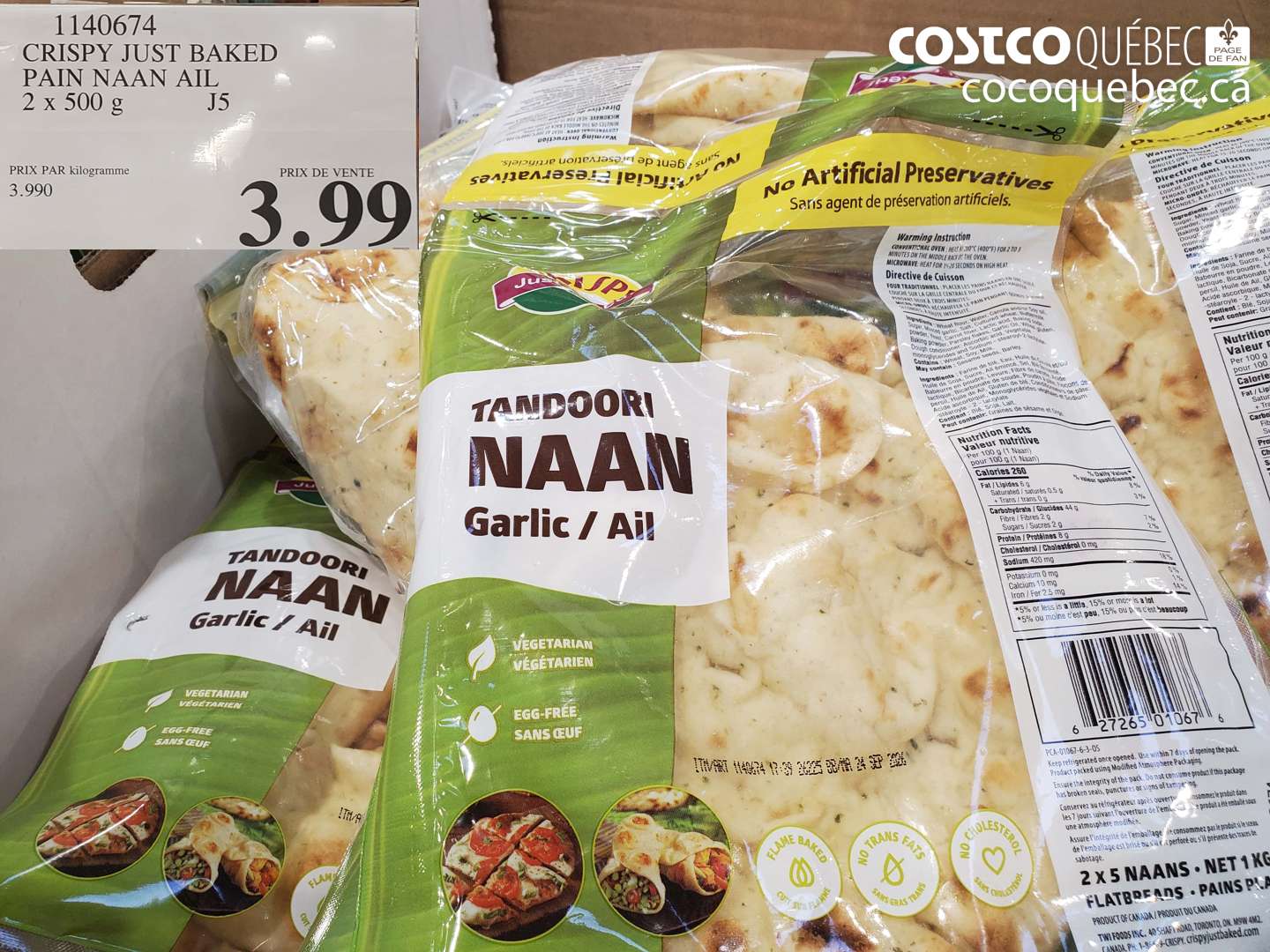 1140674 CRISPY JUST BAKED PAIN NAAN AIL $3.99