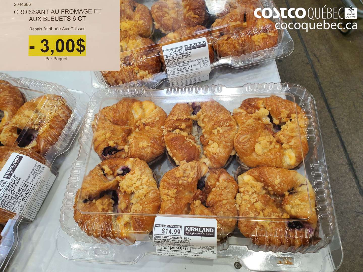 2044686 CROISSANT AU FROMAGE ET AUX BLEUETS 6 CT ($3.00 INSTANT SAVINGS)