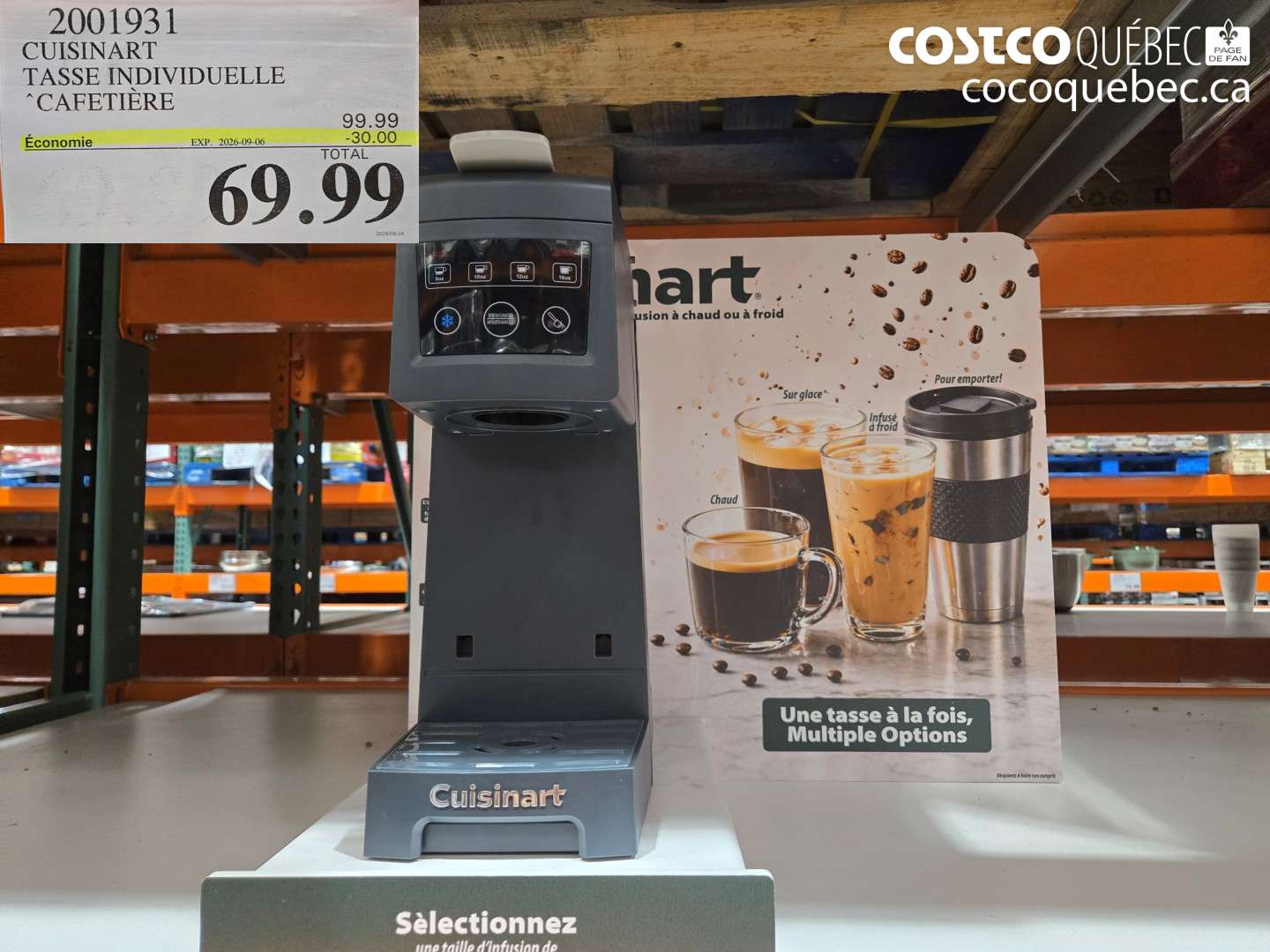 2001931 CUISINART TASSE INDIVIDUELLE CAFETIÈRE ($30.00 INSTANT SAVINGS EXPIRES ON 2026-09-06) $69.99