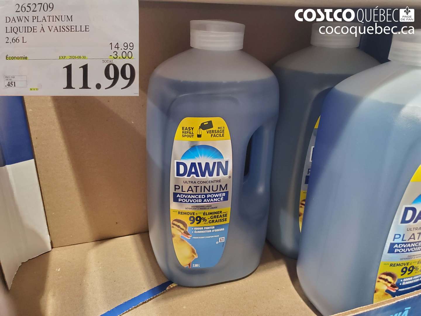 2652709 DAWN PLATINUM LIQUIDE À VAISSELLE ($3.00 INSTANT SAVINGS EXPIRES ON 2026-08-30) $11.99