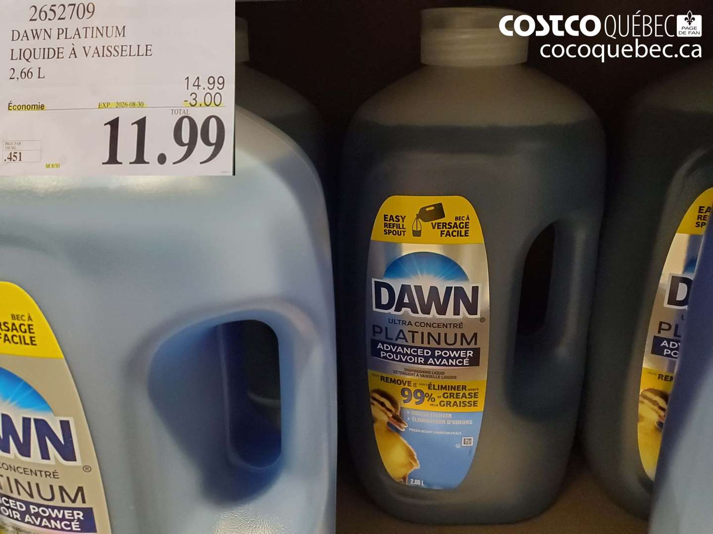 2652709 DAWN PLATINUM LIQUIDE À VAISSELLE ($3.00 INSTANT SAVINGS EXPIRES ON 2026-08-30) $11.99