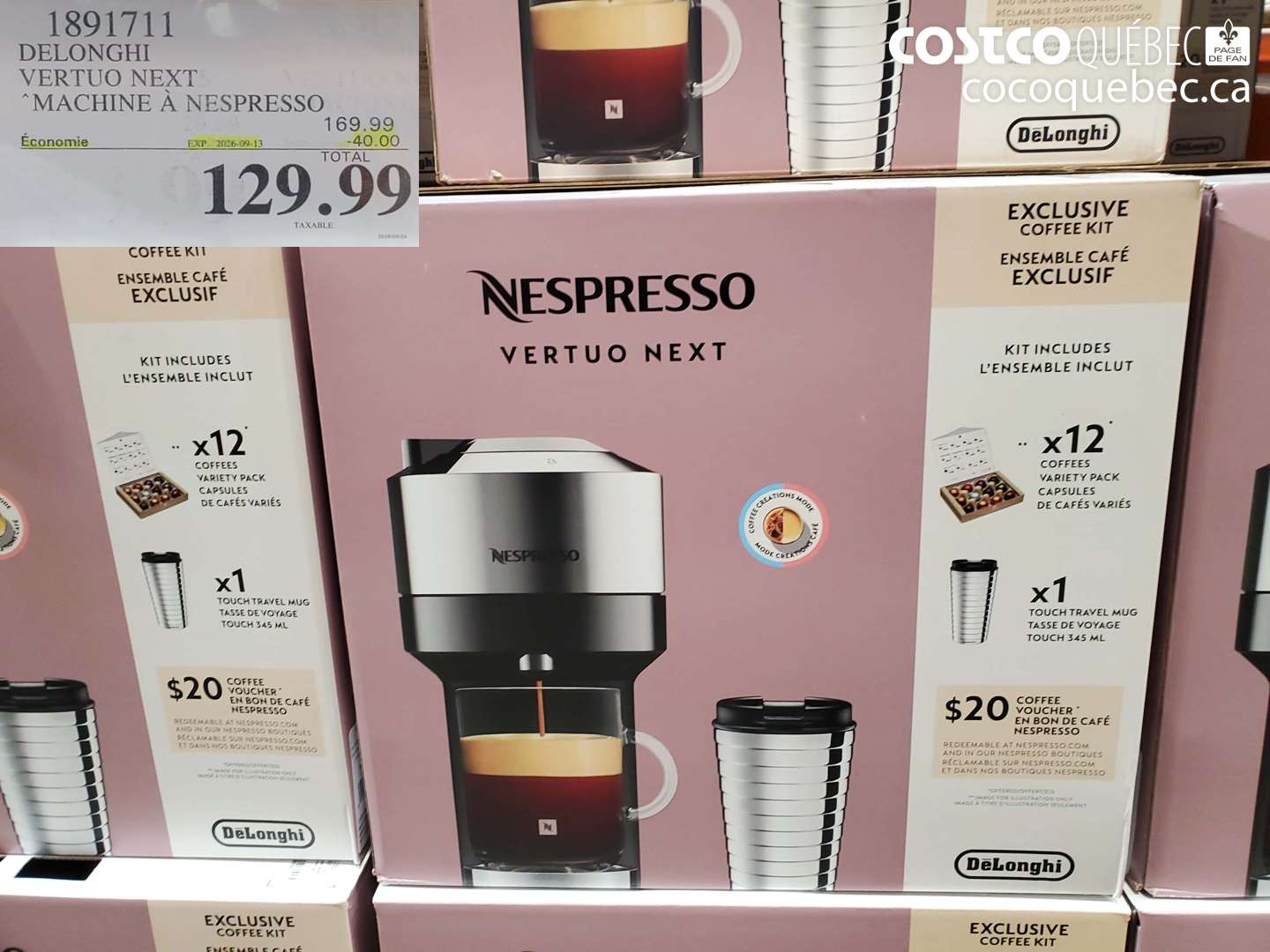 1891711 DELONGHI VERTUO NEXT MACHINE À NESPRESSO ($40.00 INSTANT SAVINGS EXPIRES ON 2026-09-13) $129.99