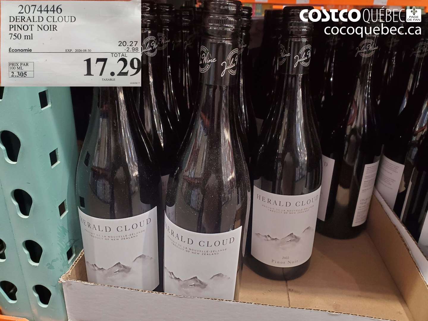 2074446 DERALD CLOUD PINOT NOIR ($2.98 INSTANT SAVINGS EXPIRES ON 2026-08-30) $17.29