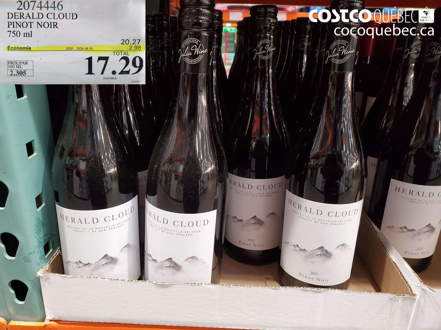 2074446 DERALD CLOUD PINOT NOIR ($2.98 INSTANT SAVINGS EXPIRES ON 2026-08-30) $17.29