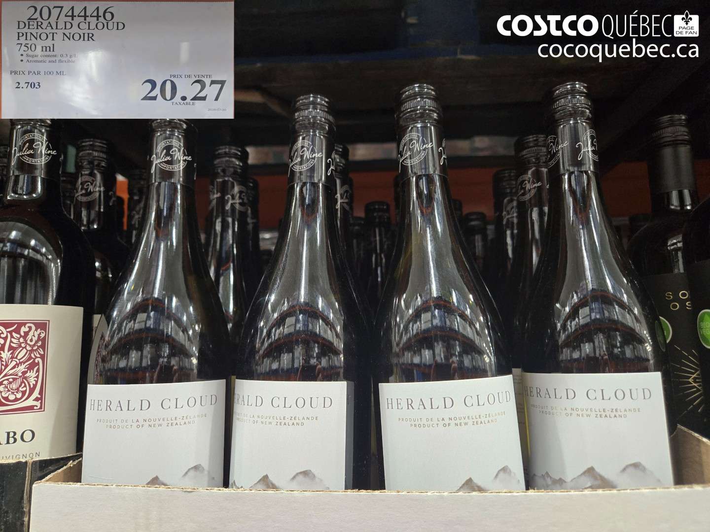 2074446 DERALD CLOUD PINOT NOIR 750 ML $20.27