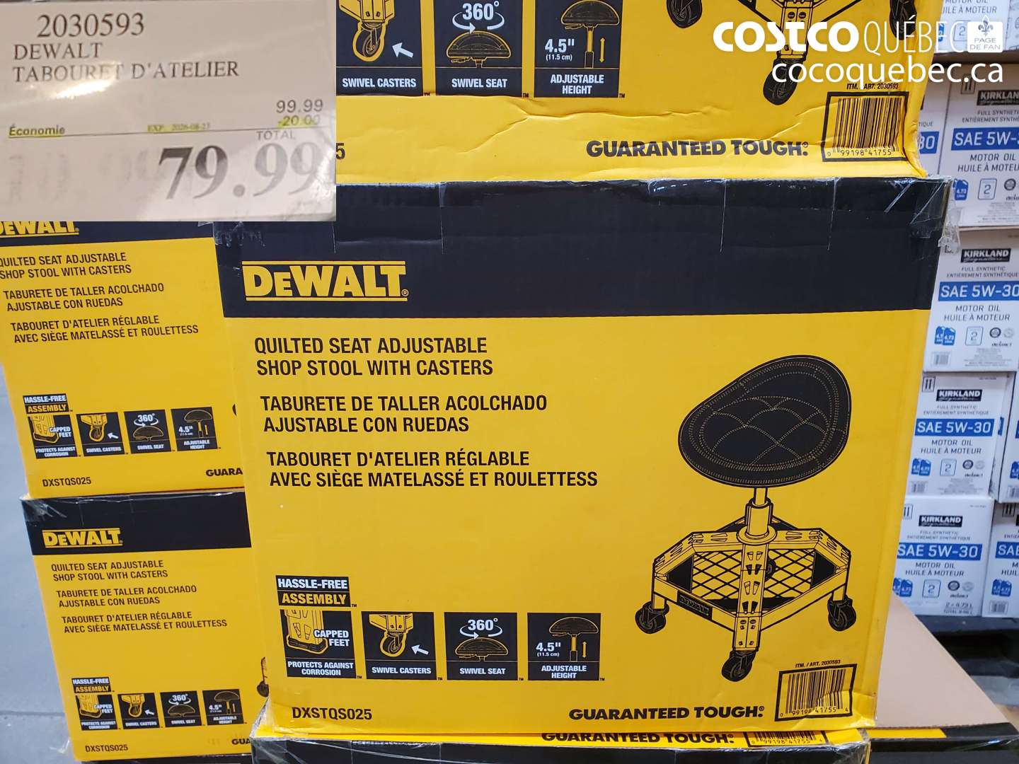 2030593 DEWALT TABOURET D'ATELIER ($20.00 INSTANT SAVINGS EXPIRES ON 2024-06-23) $79.99