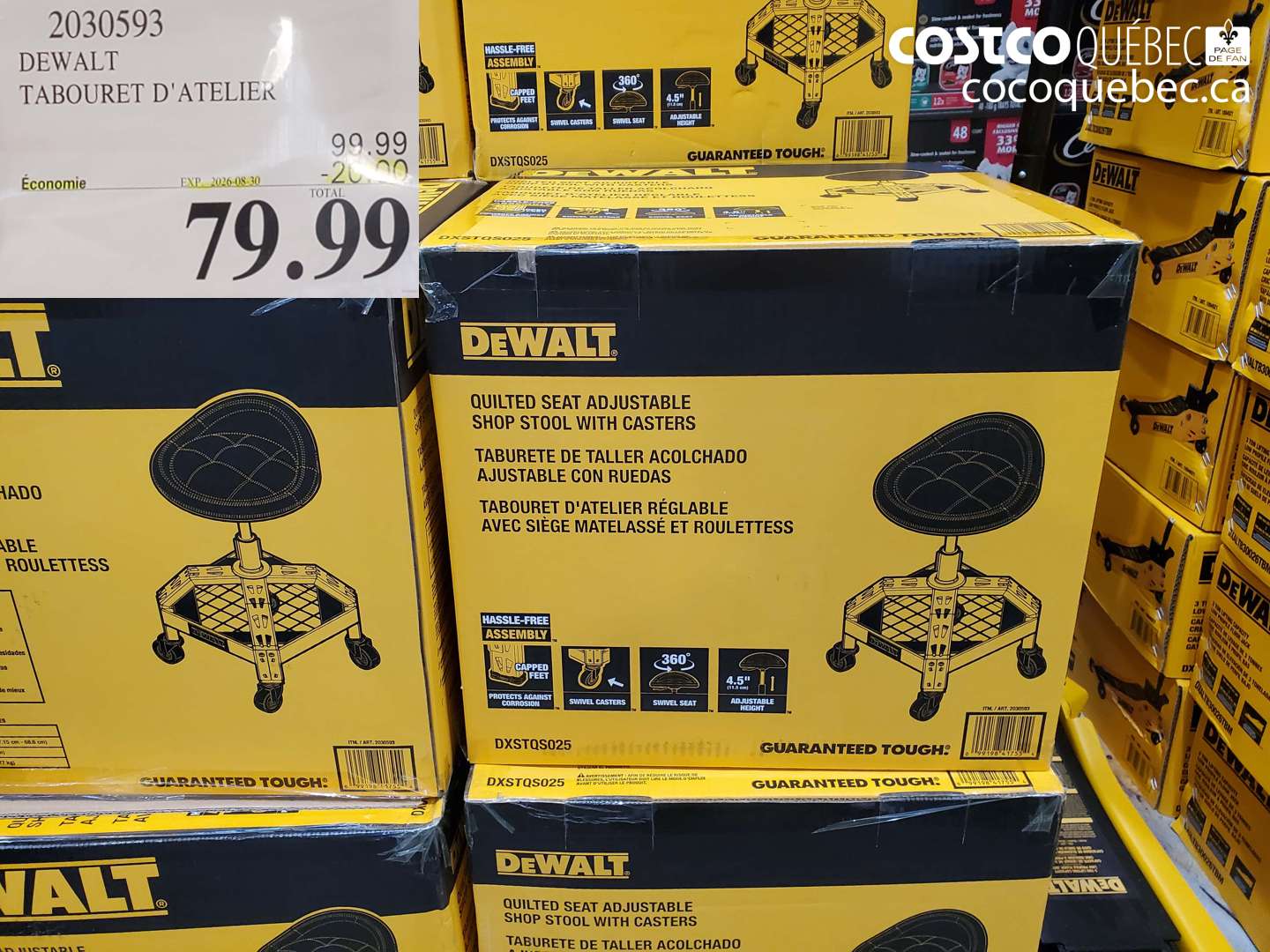 2030593 DEWALT TABOURET D'ATELIER ($20.00 INSTANT SAVINGS EXPIRES ON 2026-08-30) $79.99