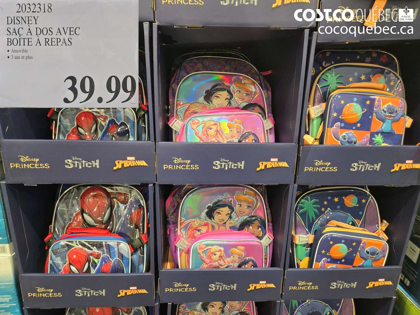 2032318 DISNEY SAC À DOS AVEC BOÎTE À REPAS $39.99
