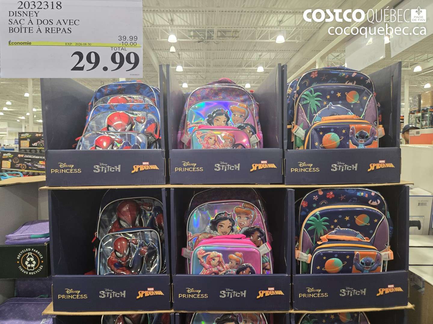 2032318 DISNEY SAC À DOS AVEC BOÎTE À REPAS ($10.00 INSTANT SAVINGS EXPIRES ON 2026-08-30) $29.99