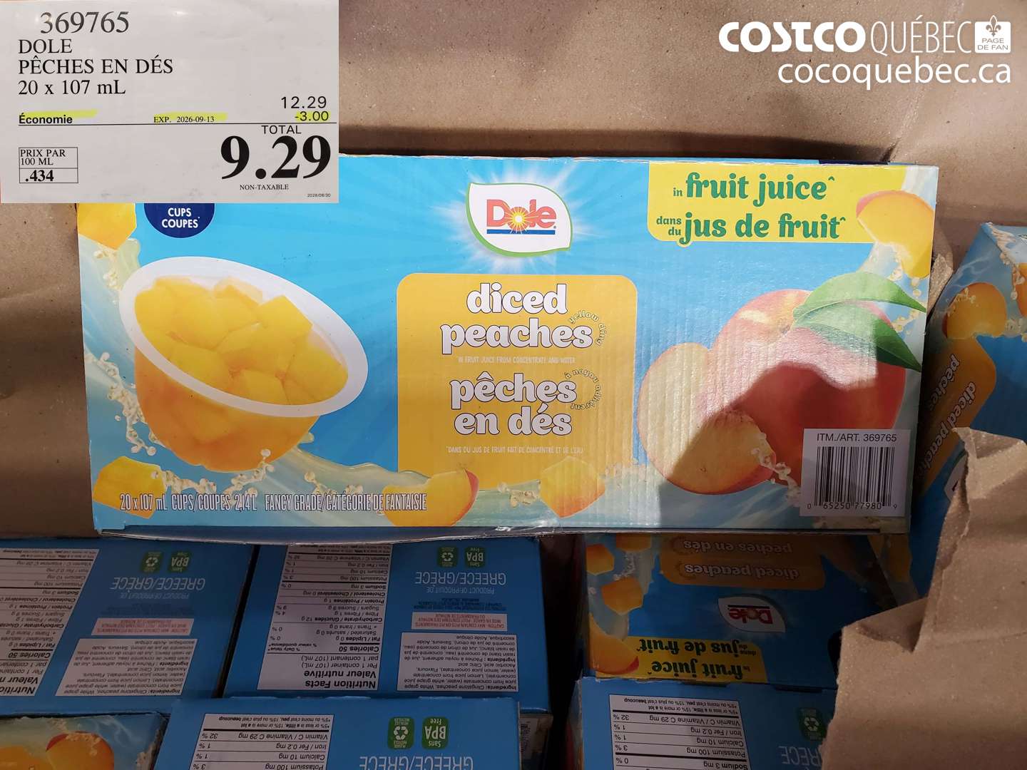 369765 DOLE PÊCHES EN DÉS ($3.00 INSTANT SAVINGS EXPIRES ON 2026-09-13) $9.29