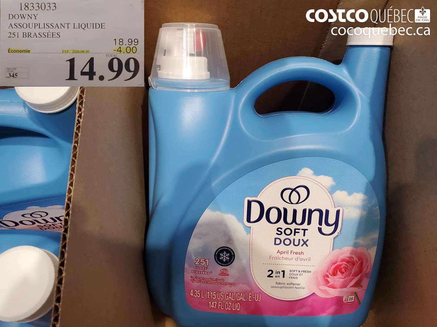 1833033 DOWNY ASSOUPLISSANT LIQUIDE 251 BRASSÉES ($4.00 INSTANT SAVINGS EXPIRES ON 2026-08-30) $14.99