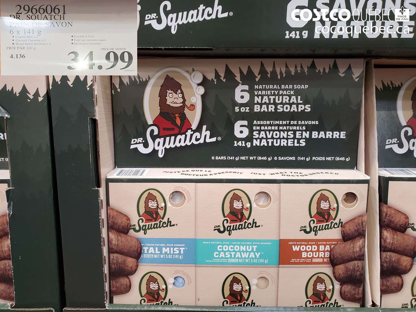 2966061 DR. SQUATCH PAIN DE SAVON 6 X 141 G $34.99