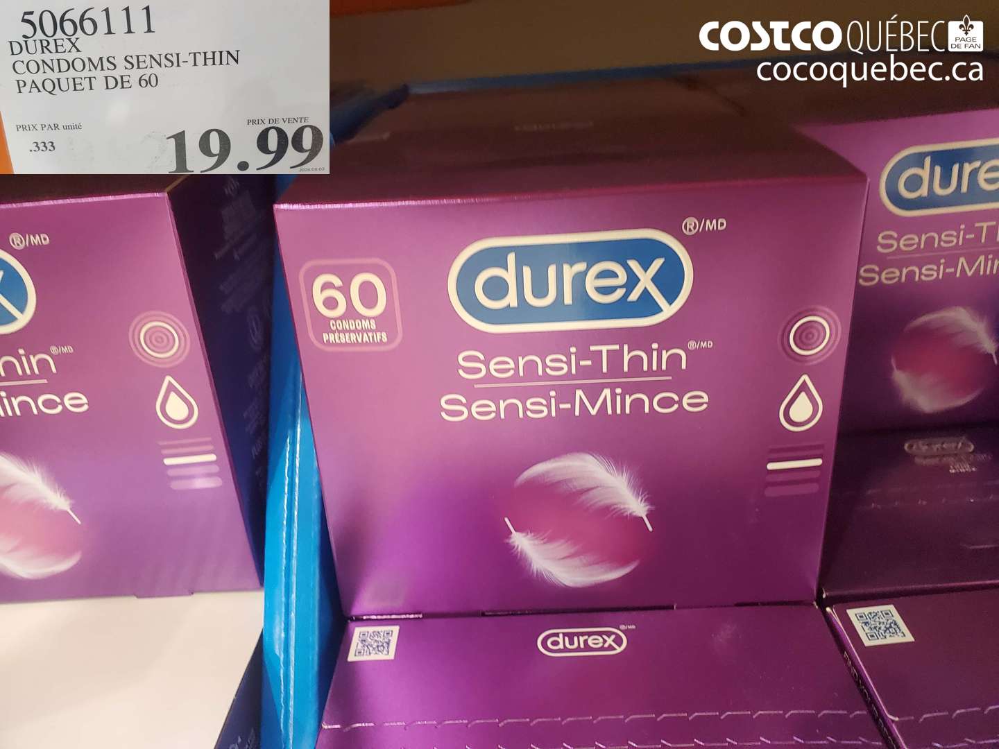 5066111 DUREX CONDOMS SENSI-THIN PAQUET DE 60 $19.99