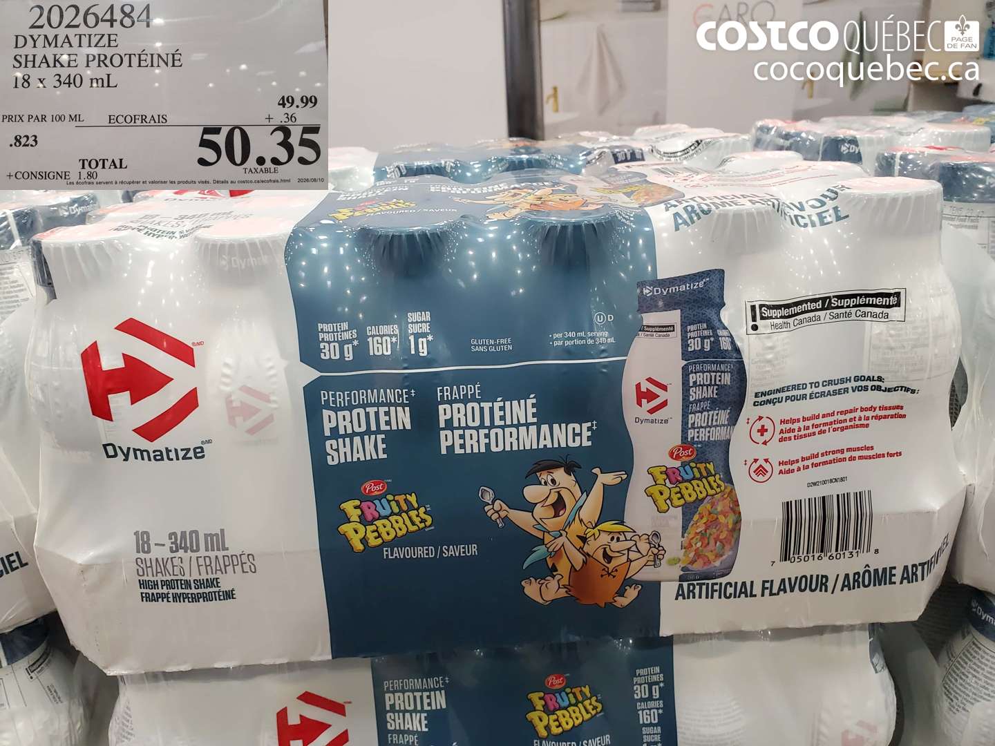 2026484 DYMATIZE SHAKE PROTÉINÉ 18 X 340 ML $50.35