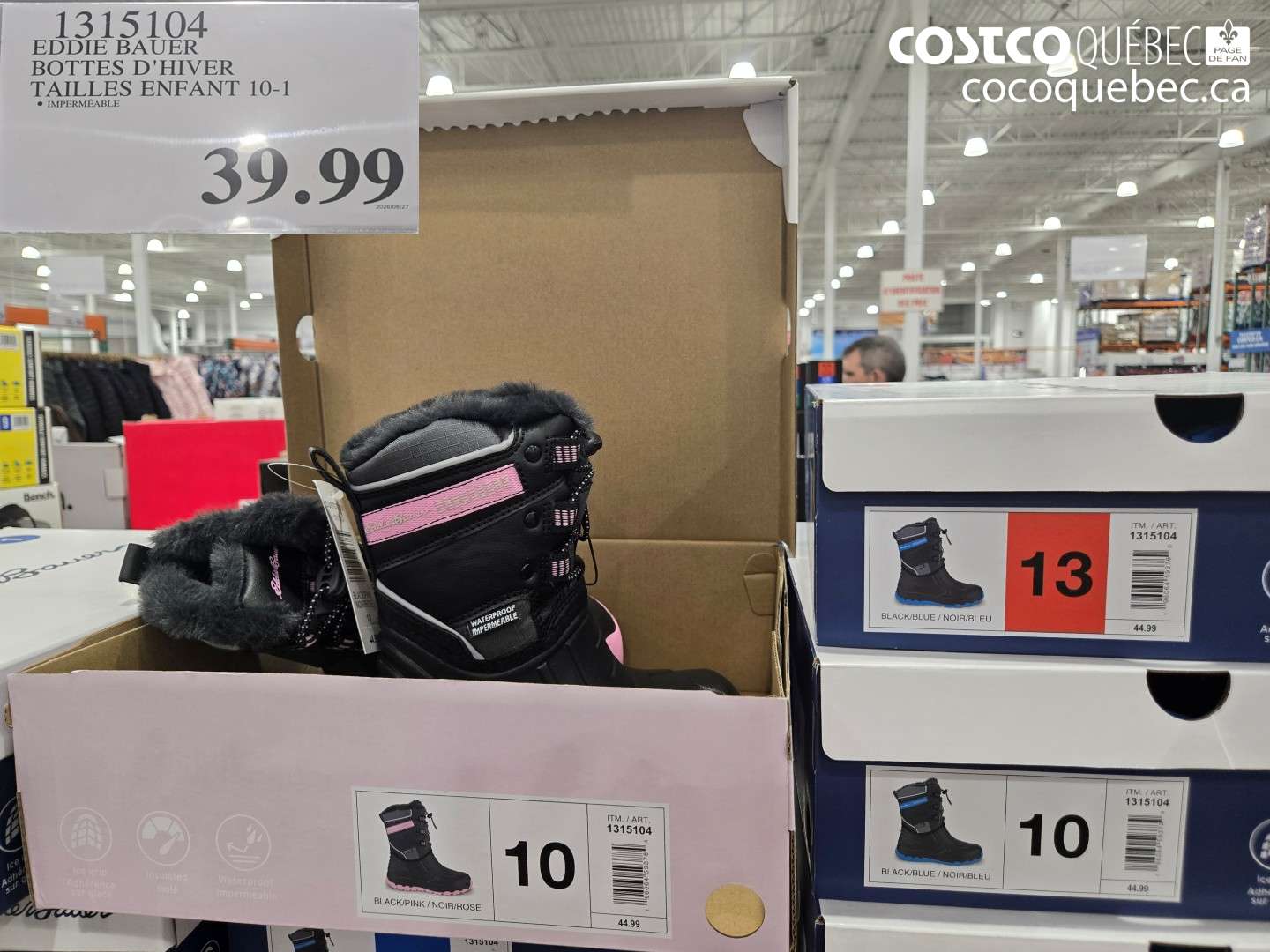 1315104 EDDIE BAUER BOTTES D'HIVER TAILLES ENFANT 10-1 $39.99