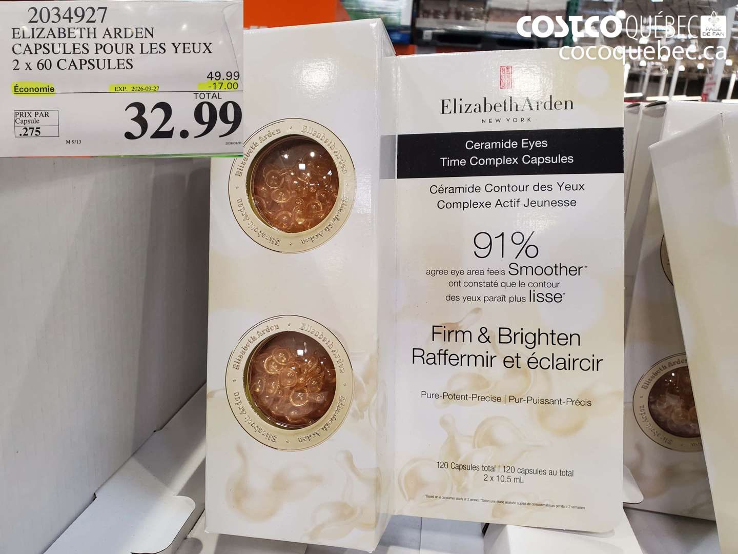 2034927 ELIZABETH ARDEN CAPSULES POUR LES YEUX 2 X 60 CAPSULES ($17.00 INSTANT SAVINGS EXPIRES ON 2026-09-27) $32.99