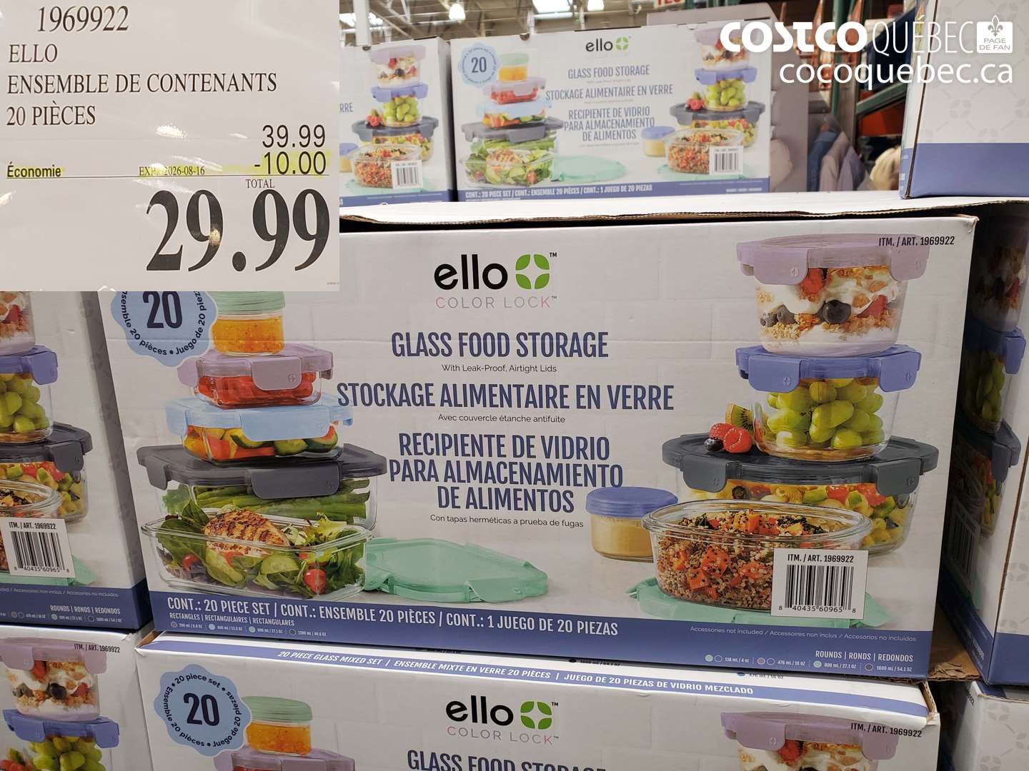 1969922 ELLO ENSEMBLE DE CONTENANTS 20 PIÈCES ($10.00 INSTANT SAVINGS EXPIRES ON 2026-08-16) $29.99