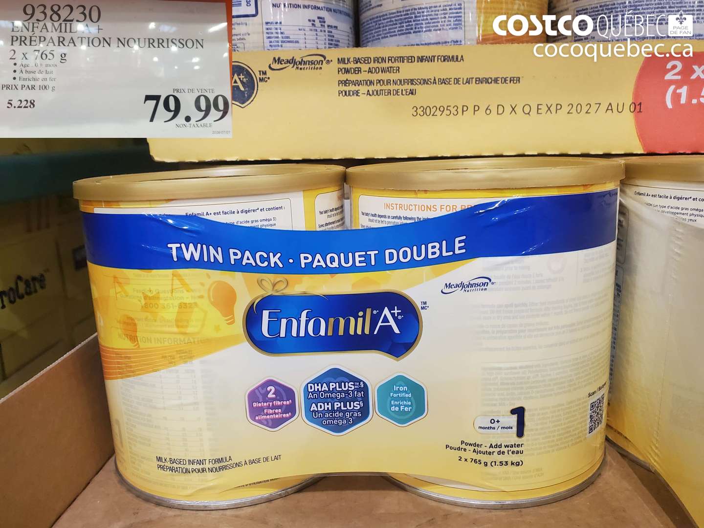 938230 ENFAMIL A+ PRÉPARATION NOURRISSON 2 X 765 G $79.99