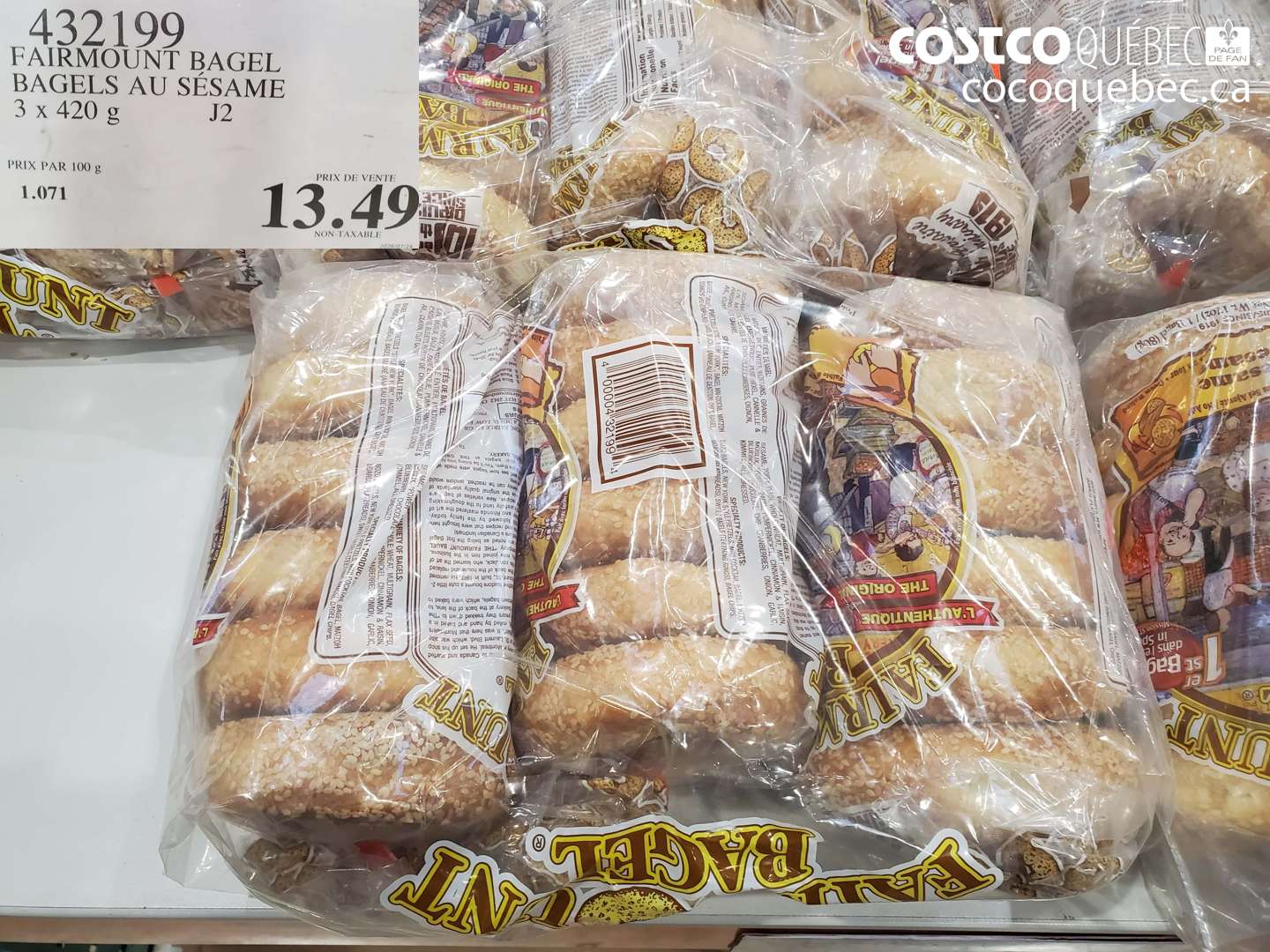 432199 FAIRMOUNT BAGEL BAGELS AU SÉSAME $13.49